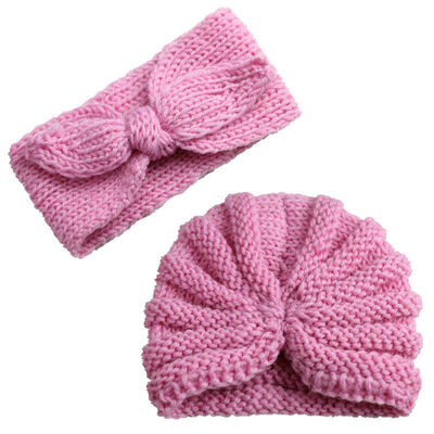 

Baby Kids Winter Warm Knitted Bow-knot-HeadbandCute Beanie Turban Hat Cap