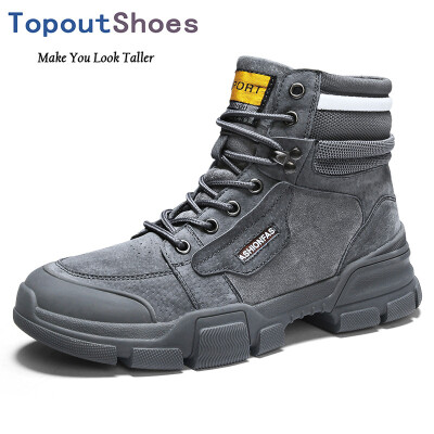 

TopoutShoes Men Height Increasing Military Boots Elevator Ankle Boots Work Boot Gain Taller 32inch 8cm