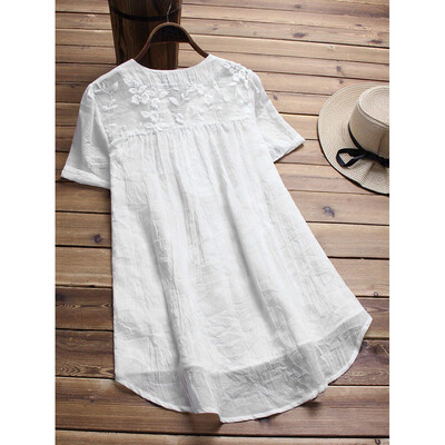 

Womens V Neck Short Sleeve Floral Loose Tops Casual Plain Tee Shirt Blouse