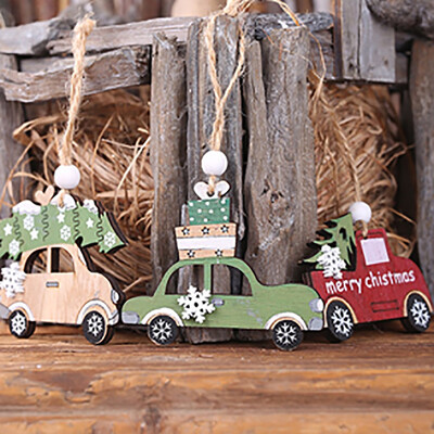 

Gobestart Wooden Mini Christmas Tree Desktop Ornaments Merry Christmas Party Decor
