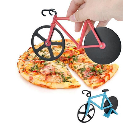 

Stainless Steel Pizza Cutter Two-wheel Bicycle Shape Pizza Cutting Knife Pizza Tool Pizza Cutter White