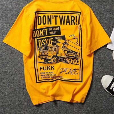 

Summer New Five-point Sleeve Loose Hong Kong Half-sleeved T-shirt Round Neck Youth Seven-point Sleeves Mens Direct Whol