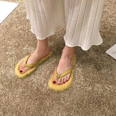 

Fairy wind slippers wear autumn Korean version of fashionable sourcery flip-flops&red hair flip-flops