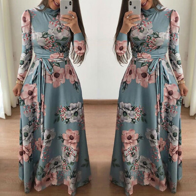

Womens Summer Boho Floral Short Sleeve Long Maxi Dress Party Beach Sundress