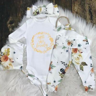 

3PCs Newborn Baby Girl Floral Jumpsuit Romper Bodysuit Pants Outfit Clothes Set