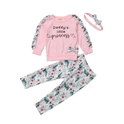 

Newborn Kids Baby Girl Floral Ruffle Tops Shirt Long Pants 3Pcs Outfits Clothes