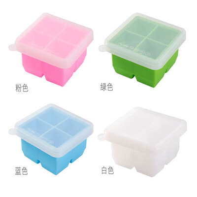 

Set of 4 silicone ice cube tray with 4 cells in whitegreenbluepink colors