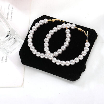 

EK546 New Big Circle Round Drop Earrings For Women Simulated Pearl Earring 2019 Fashion Wedding Jewelry Bijoux Gifts Wholesale