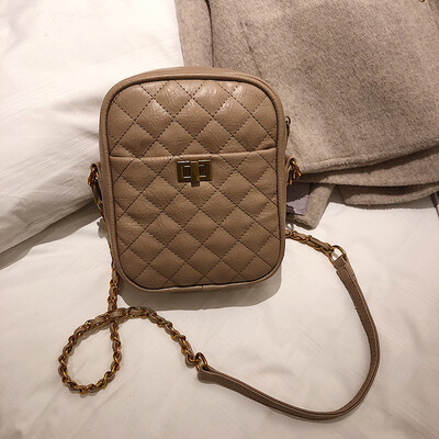 

Qiao Bani 2019 new European&American style fashion simple rhombic chain bag wild embroidery line single shoulder diagonal tide handbag