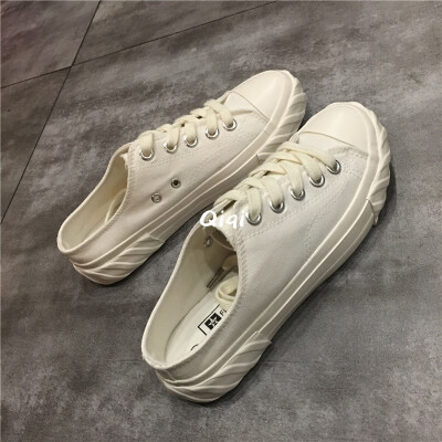 

shoes women 2019 tide shoes summer new Joker Korean version of half canvas shoes women net red shoes