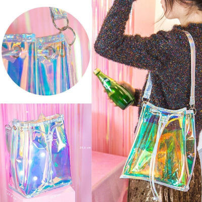 

Holographic Teenage Girl Crossbody Shoulder Bag Hologram Shine Leather Laser Bag