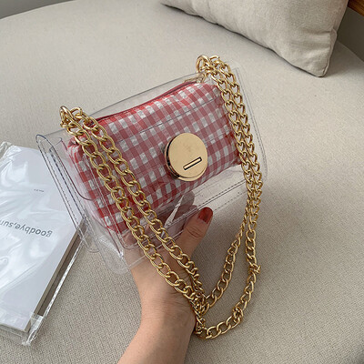 

Qiao Bani 2019 new Korean version of the fashion Dongdaemun lattice hit color small square bag shoulder diagonal trend handbags