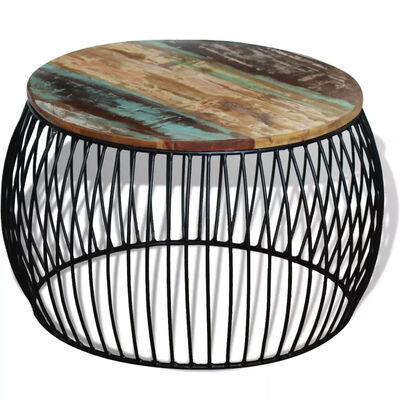 

Coffee Table Round Solid Reclaimed Wood 268"x17"