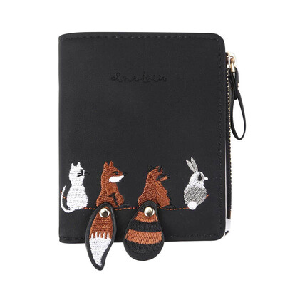 

2019 New Style Print Zipper Women Cartoon Leather Small Wallet Card Holder Coin Purse Clutch Short Mini Wallets