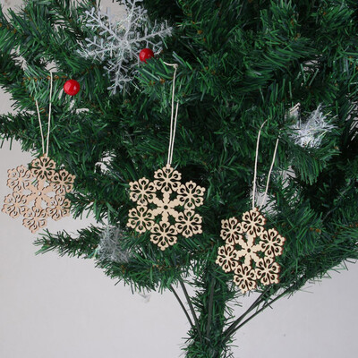 

〖Follure〗10pcs Snowflake Wood Embellishments Rustic Christmas Tree Hanging Ornament Decor