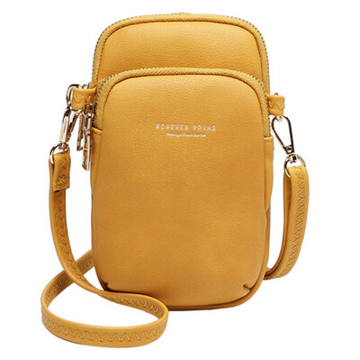 

Women Solid Color Multi Pocket Faux Leather Crossbody Shoulder Bag Phone Purse