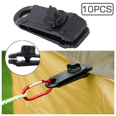 

10 Pcs Outdoor Canopy Tent Awning Windproof Fixed Clip Shark Clips Black Durable