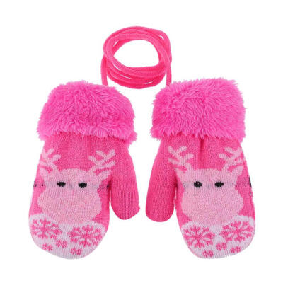 

Cute Children Boys Girls Knitted Gloves Winter Warm Deer Print Gloves Gift