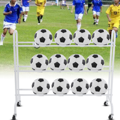 

Compact 3-Tier Basketball Cart Storage Rack Footballs Sport Balls Holder Organizer Shelf WhiteBasketball Rack