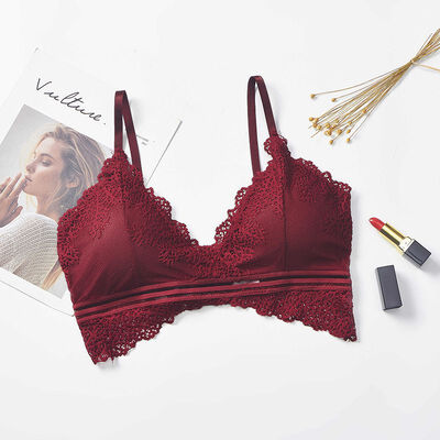 

Sexy Bra Women Bralette Lace Jacquard Wrapped Chest Lingerie Solid Color Lingerie Wire Free Bralet