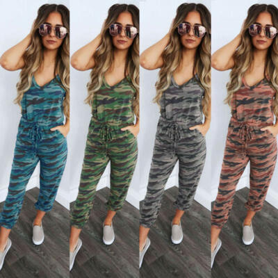 

Women Sports Yoga Workout Bandage Playsuit Pants Camo Gym Jumpsuit Rompers Suit
