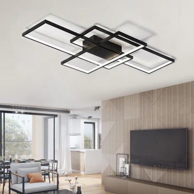 

Modern Black LED Flush Mount Ceiling Light Square Combination Shape for Office Meeting Room Living Dining Room Bedrooms