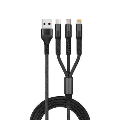 

3 In 1 Multi Charging Charger Cable With USB Tpye-C Micro USB Lightning For Android IPhone - 1M