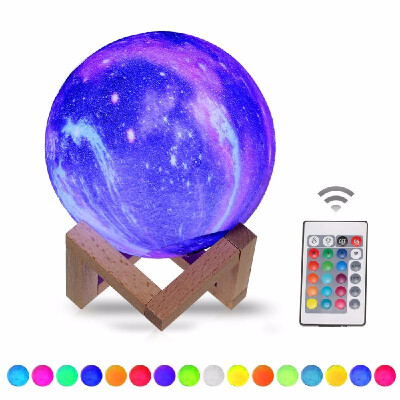 

20cm79in 3D Printing Star Moon Lamp USB Led Moon Shaped Table Night Light with Base 16 Colors Changing Touch&Remote Control