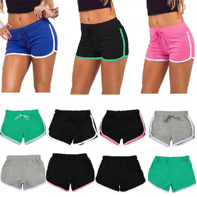 

Fashion Women Sports Shorts Contrast Binding Side Split Elastic Waist Yoga Shorts