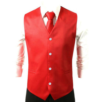 

Mens Formal Waistcoat Dress Vest And Neck Tie Hankie Set Wedding Prom Casual
