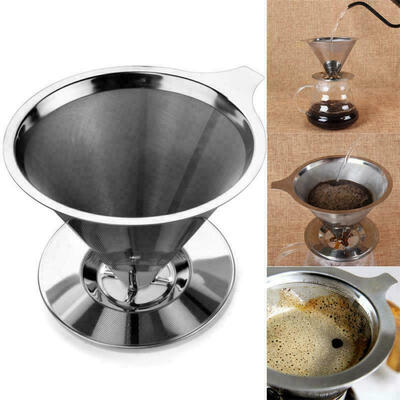 

Stainless Steel Paperless Pour Over Coffee Reusable Cone Coffee Dripper Filter