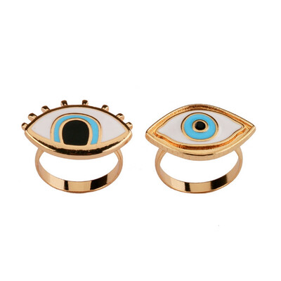 

2PCS Limited Time-limited Resin Punk Anel Ring Anillos Turkish Evil Eye Rings Jewelry Bff Best Friends Couple Fashion Designer