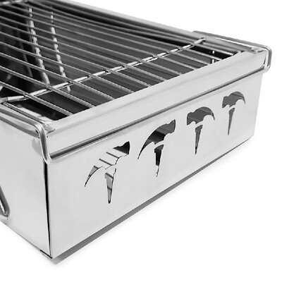 

Stainless Steel Folding Charcoal BBQ Grill Portable Outdoor Camping Picnic Barbecue Grill