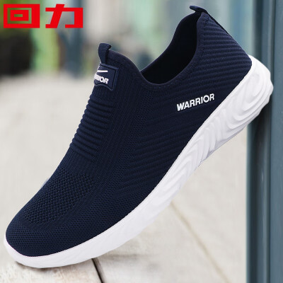 

Pull back Warrior casual mens mesh breathable soft bottom running shoes WXY-L043C dark blue 42