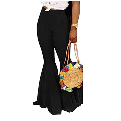

Tailored Women Casual Pants Solid Color High Waisted Slim Fit Wide Leg Flare Pants