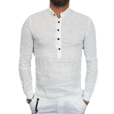 

Mens Slim Fit Fitness V-neck T-Shirt Long Sleeve Button Casual Tee Tops Shirts