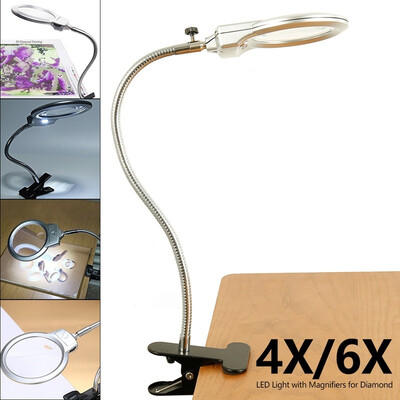 

Magnifier with LED Light for Diamond Painting Cross Stitch Tool Accessory Desktop Reading Illuminating Light