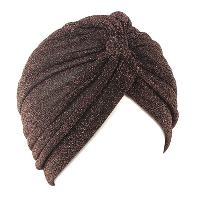 

12 Colors Muslim Women Stretchable Shiny Turban Hat Soft Bright Hijab Hat Chemo Cap Head Wraps