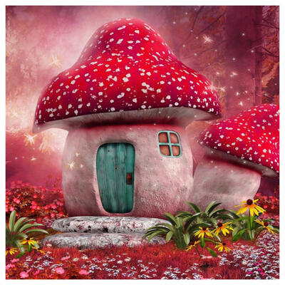 

5D DIY Full Drill Diamond Painting Mushroom House Cross Stitch Embroidery