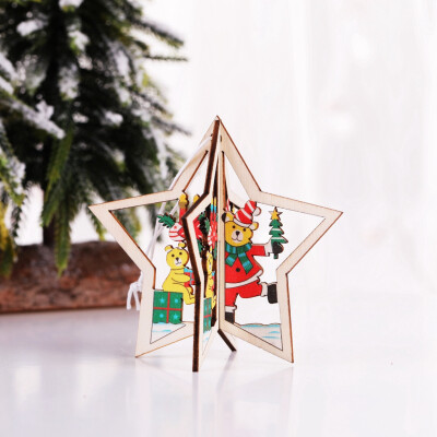 

Tailored Christmas Tree Small Pendant Wooden Five-pointed Star Bell Christmas Decorations