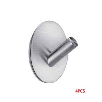 

4PCS Stainless Steel Self Adhesive Towel Round Hanger Robe Hats Bag Key Door Wall Hooks for Kitchen Bathroom