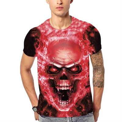 

Toponeto Mens 3D Summer Casual T-shirt Skull Printing Sport Breathable Top Blouse