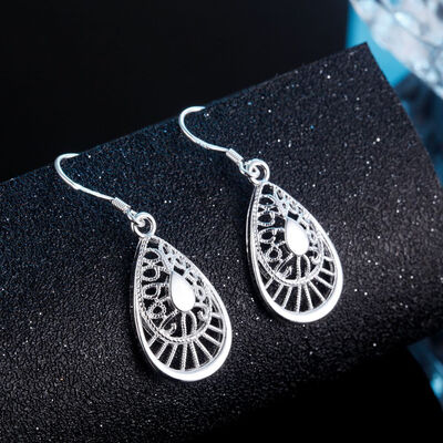 

Retro Silver Plated Women Hollow Leaf Drop Dangle Hook Earrings Jewelry Gift