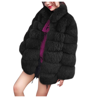 

Toponeto Womens Fashion Solid Lapel Faux Plush Coat Cardigan Loose Pocket Jacket Coat