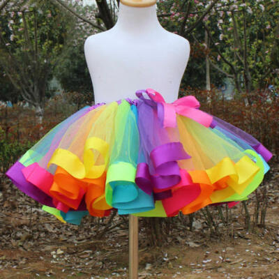 

Girls Kids Baby Rainbow Tutu Skirt Party Costume Fancy Tutu Pettiskirt 0-8Y US