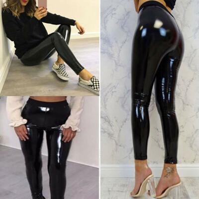 

Ladies Womens Shiny PVC High Waist Wet Look Skinny Disco Vinyl Pencil Leggings