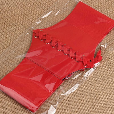 

Sexy Women Corset Belt PU Leather Splice Lace-Up Elastic Cincher Wide Waistband Waist Strap