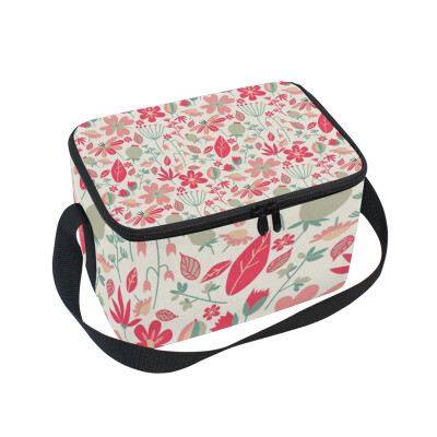 

Lunch Box Insulated Lunch Bag Large Cooler Pink Floral Tote Bagfor Kids Men Women