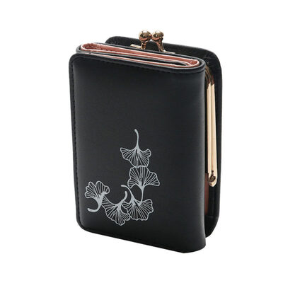 

Women Leaf Pattern Trifold Coin Purse Card Cash Holder Faux Leather Wallet Gift