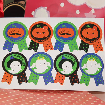 

10PcsSet New Halloween Pumpkin Ghost Round Handmade Cake Packaging Sealing Label Kraft Sticker Baking Diy Gift Stickers